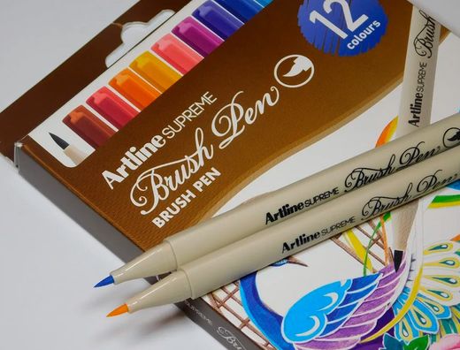 Rotulador artline supreme brush epfs pintura base de agua punta tipo pincel trazo fino bolsa de 12 unidades