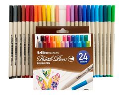 Rotulador artline supreme brush epfs pintura base de agua punta tipo pincel trazo fino bolsa de 24 unidades