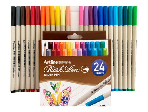 Rotulador artline supreme brush epfs pintura base de agua punta tipo pincel trazo fino bolsa de 24 unidades