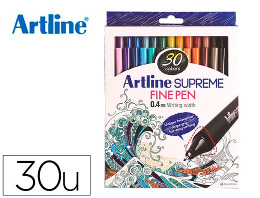 Rotulador artline supreme epfs200 fine liner punta de fibra 0,4 mm bolsa 30 unidades colores surtidos