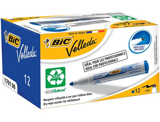 Rotulador Bic Velleda para Pizarra Azul Punta Redonda 1,3 Mm
