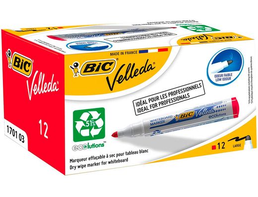 Rotulador Bic Velleda para Pizarra Rojo Punta Redonda 1,3 Mm