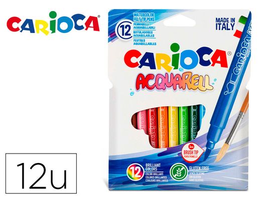 Rotulador carioca aquarelle punta de pincel caja de 12 colores surtidos