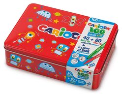 Rotulador Carioca Color Kit Caja Metalica de 100 Unidades Surtidas + Album Colorear