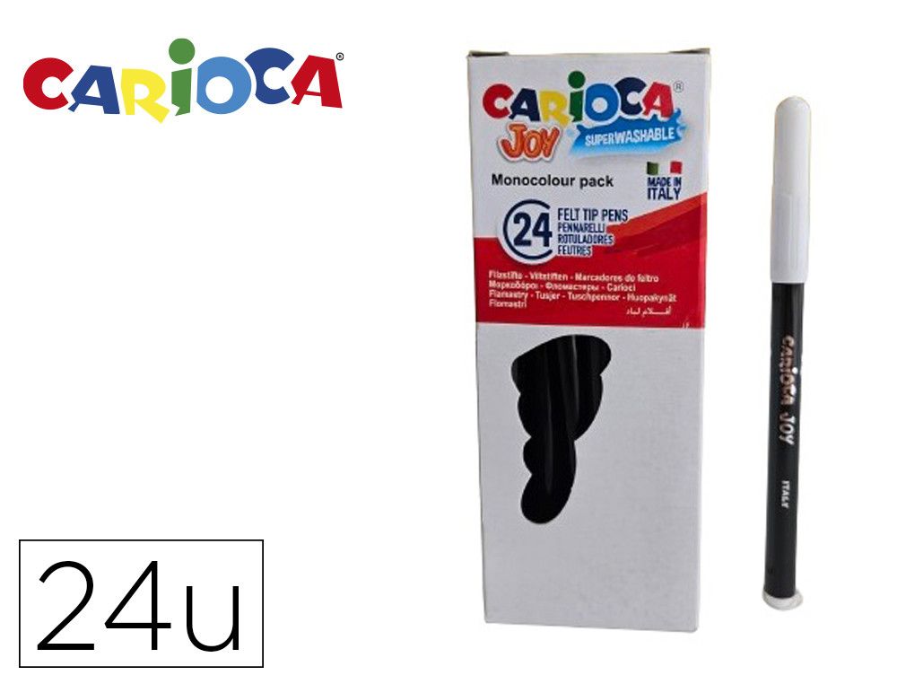 Rotulador carioca joy monocolor negro caja de 24 unidades