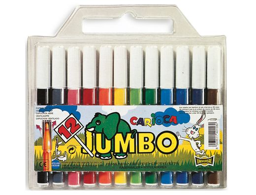 Rotulador Carioca Jumbo C/12 Colores -Punta Gruesa