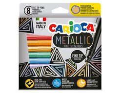 Rotulador carioca metallic punta fina caja de 8 colores surtidos