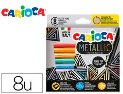 Rotulador carioca metallic punta fina caja de 8 colores surtidos