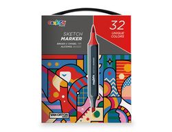 Rotulador carioca plus sketch marker doble punta pincel y biselada caja premium 32 unidades colores surtidos