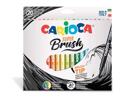 Rotulador carioca punta de pincel lavable caja de 20 unidades colores surtidos