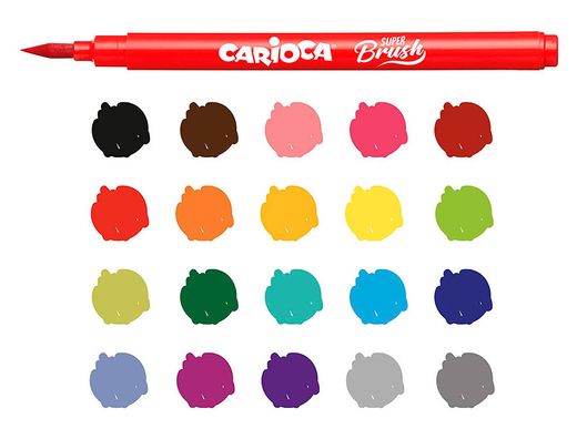 Rotulador carioca punta de pincel lavable caja de 20 unidades colores surtidos