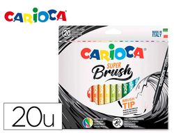 Rotulador carioca punta de pincel lavable caja de 20 unidades colores surtidos