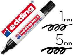 Rotulador edding marcador permanente 1 negro -punta biselada 5 mm