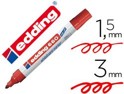 Rotulador Edding para Pizarra Blanca 660 Color Rojo Punta Redonda 1,5-3 Mm