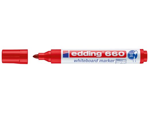 Rotulador Edding para Pizarra Blanca 660 Color Rojo Punta Redonda 1,5-3 Mm