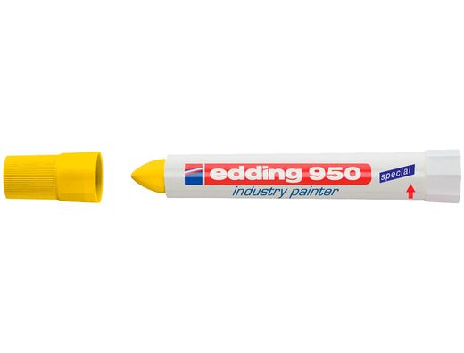 Rotulador edding permanente 950 pasta opaca amarilla punta redonda 10 mm para superficies oxidadas o