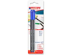Rotulador edding punta fibra 1200 azul n.3 punta redonda 0.5 mm blister de 2 unidades