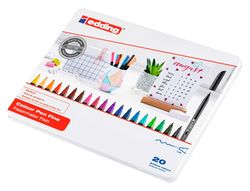 Rotulador edding punta fibra 1200 caja metal 20 colores surtidos punta redonda 0,5 mm expositor de 10 unidades + 10