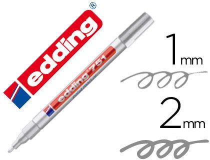 Rotulador Edding Punta Fibra 751 Plata Punta Redonda 1-2 Mm