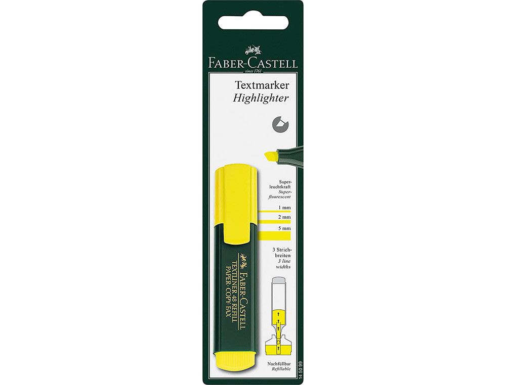 Rotulador faber castell fluorescente textliner 48-07 amarillo blister de 1 unidad