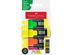 Rotulador faber castell neon txtlnr fluorescente blister de 4 unidades colores surtidos