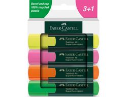 Rotulador faber castell neon txtlnr fluorescente caja de 3 + 1 unidad gratis colores surtidos