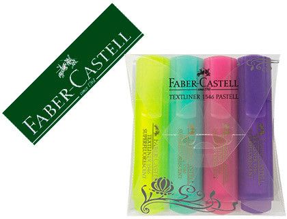 Rotulador faber fluorescente 1546 color pastel estuche 4 unidades surtidas