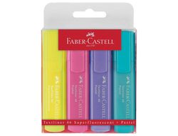 Rotulador faber fluorescente 1546 color pastel estuche 4 unidades surtidas