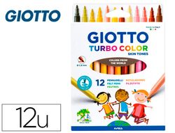 Rotulador giotto turbo color skin tones lavable punta bloqueada caja de 12 colores surtidos