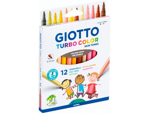 Rotulador giotto turbo color skin tones lavable punta bloqueada caja de 12 colores surtidos