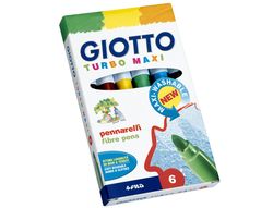 Rotulador Giotto Turbo-Maxi Caja de 6 Colores Lavables con Punta Bloqueada