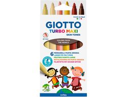 Rotulador giotto turbo maxi skin tones lavable punta bloqueada caja de 6 colores surtidos