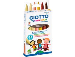 Rotulador giotto turbo maxi skin tones lavable punta bloqueada caja de 6 colores surtidos