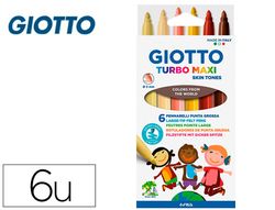 Rotulador giotto turbo maxi skin tones lavable punta bloqueada caja de 6 colores surtidos