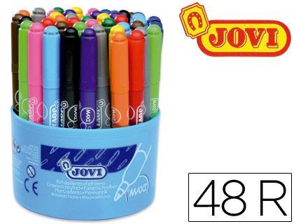 Rotulador Jovi Maxi 13 mm Bote de 48 Unidades 12 Colores4 Unidades de Cada Color.