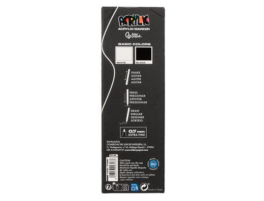 Rotulador liderpapel acrylic base agua todo tipo de superficie punta fina 0,7 mm caja de 4 perfiladores