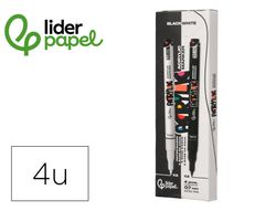 Rotulador liderpapel acrylic base agua todo tipo de superficie punta fina 0,7 mm caja de 4 perfiladores