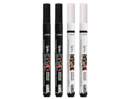 Rotulador liderpapel acrylic base agua todo tipo de superficie punta fina 0,7 mm caja de 4 perfiladores