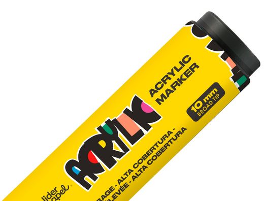 Rotulador liderpapel acrylic base agua todo tipo de superficie punta rectangular 10 mm amarillo