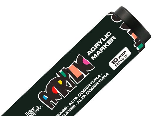 Rotulador liderpapel acrylic base agua todo tipo de superficie punta rectangular 10 mm negro