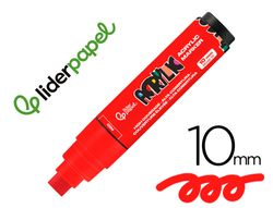 Rotulador liderpapel acrylic base agua todo tipo de superficie punta rectangular 10 mm rojo
