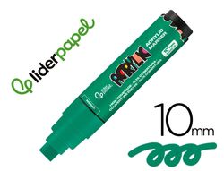Rotulador liderpapel acrylic base agua todo tipo de superficie punta rectangular 10 mm verde