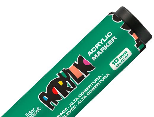 Rotulador liderpapel acrylic base agua todo tipo de superficie punta rectangular 10 mm verde