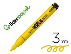 Rotulador liderpapel acrylic base agua todo tipo de superficie punta redonda 3 mm amarillo