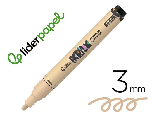 Rotulador liderpapel acrylic base agua todo tipo de superficie punta redonda 3 mm beige