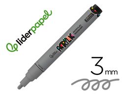 Rotulador liderpapel acrylic base agua todo tipo de superficie punta redonda 3 mm plata