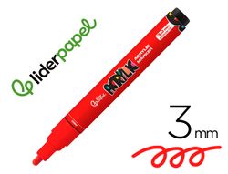 Rotulador liderpapel acrylic base agua todo tipo de superficie punta redonda 3 mm rojo