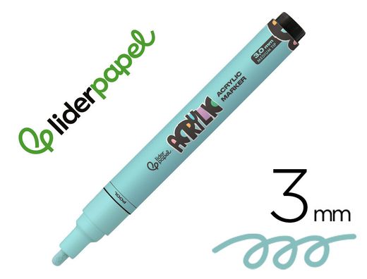 Rotulador liderpapel acrylic base agua todo tipo de superficie punta redonda 3 mm verde menta