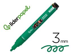 Rotulador liderpapel acrylic base agua todo tipo de superficie punta redonda 3 mm verde