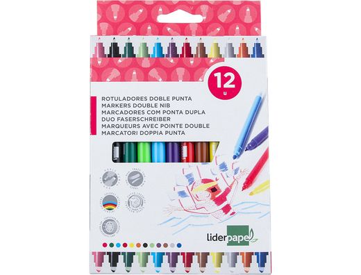 Rotulador Liderpapel Duo Caja 12 Colores